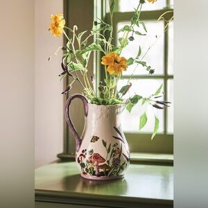 Anthropologie Nathalie Lete Ceramic floral pitcher